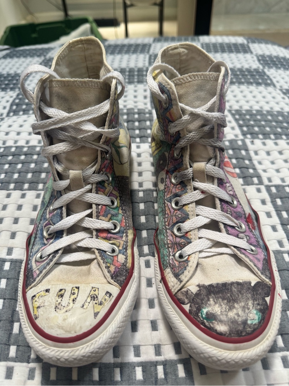 Converse Hand-Drawn High Top Sneakers — Multicolor Artwork - Womens 8/ Mens 6 - Picture 2 of 12
